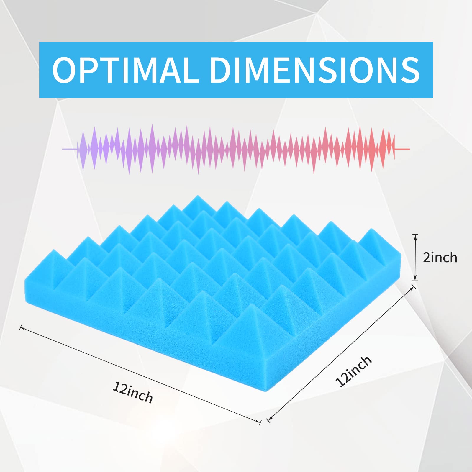 Musfunny Sound Proof Acoustic Foam Panels, 12 Pcs 2 '' x 12 '' x 12 '' Acoustic Panels Sound Absorbing Wall Panels for Studio Re